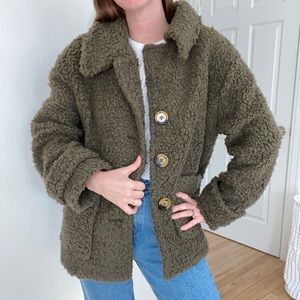 Free People Teddy Coat Green